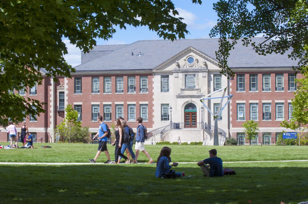 castleman building lawn with students