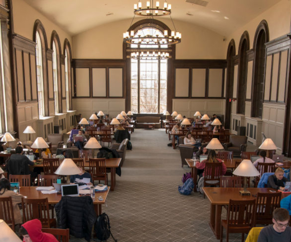 wilbur cross reading room with students