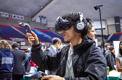 student using a virtual reality device